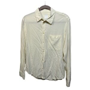 Sandro Paris Shirt Mens Size Medium Cream Long Sleeve Button Down